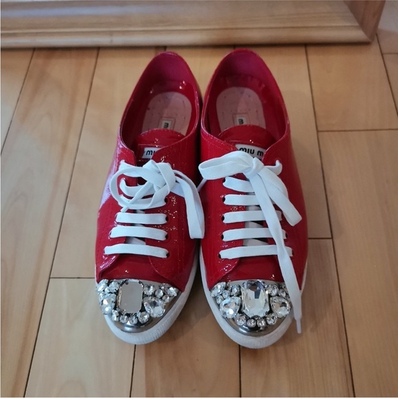 Miu Miu bejeweled sneakers Sz 37 - Picture 1 of 4